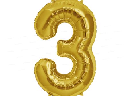 Number 3 Premium Gold Foil Balloon Online now