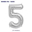 Number 5 Premium Silver Foil Balloon For Discount