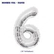 Number 6 Premium Silver Foil Balloon Cheap