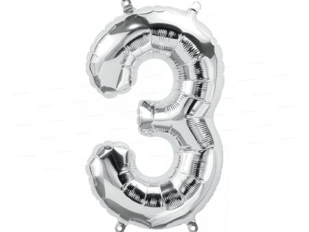 Number 3 Premium Silver Foil Balloon Hot on Sale