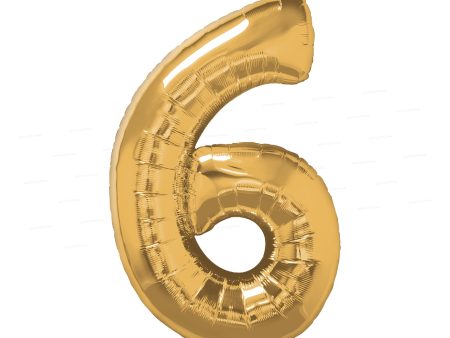 Number 6 Premium Gold Foil Balloon Cheap