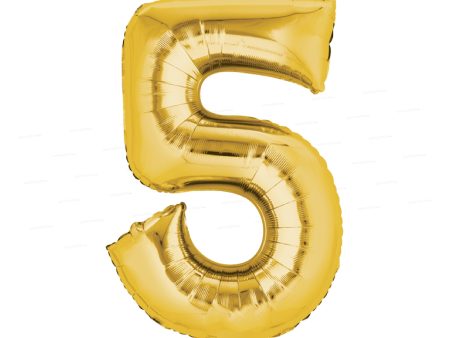 Number 5 Premium Gold Foil Balloon Fashion