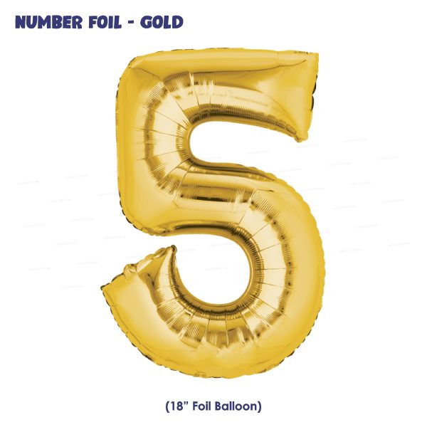 Number 5 Premium Gold Foil Balloon Fashion