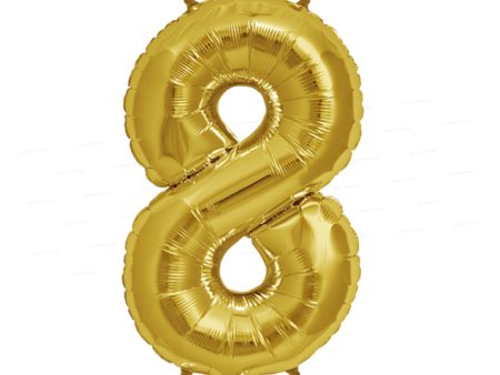 Number 8 Premium Gold Foil Balloon Cheap