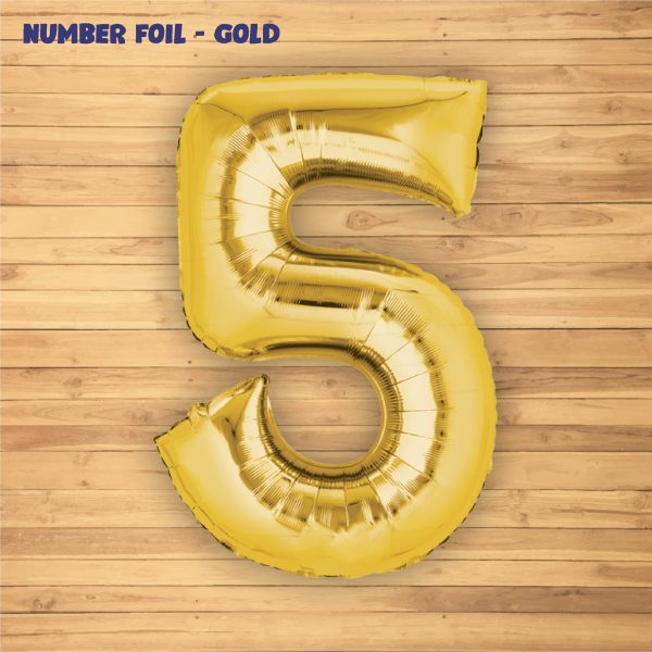 Number 5 Premium Gold Foil Balloon Fashion