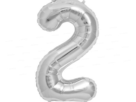 Number 2 Premium Silver Foil Balloon Online Sale